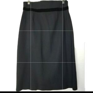 Tracy Reese Bergdorf Goodman Black High Waist Velvet Trim Pencil Skirt Size 8